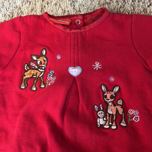 Like new Rudolph 3-6M super warm and cozy fleece long-sleeved one piece for baby - Picture 2 of 3